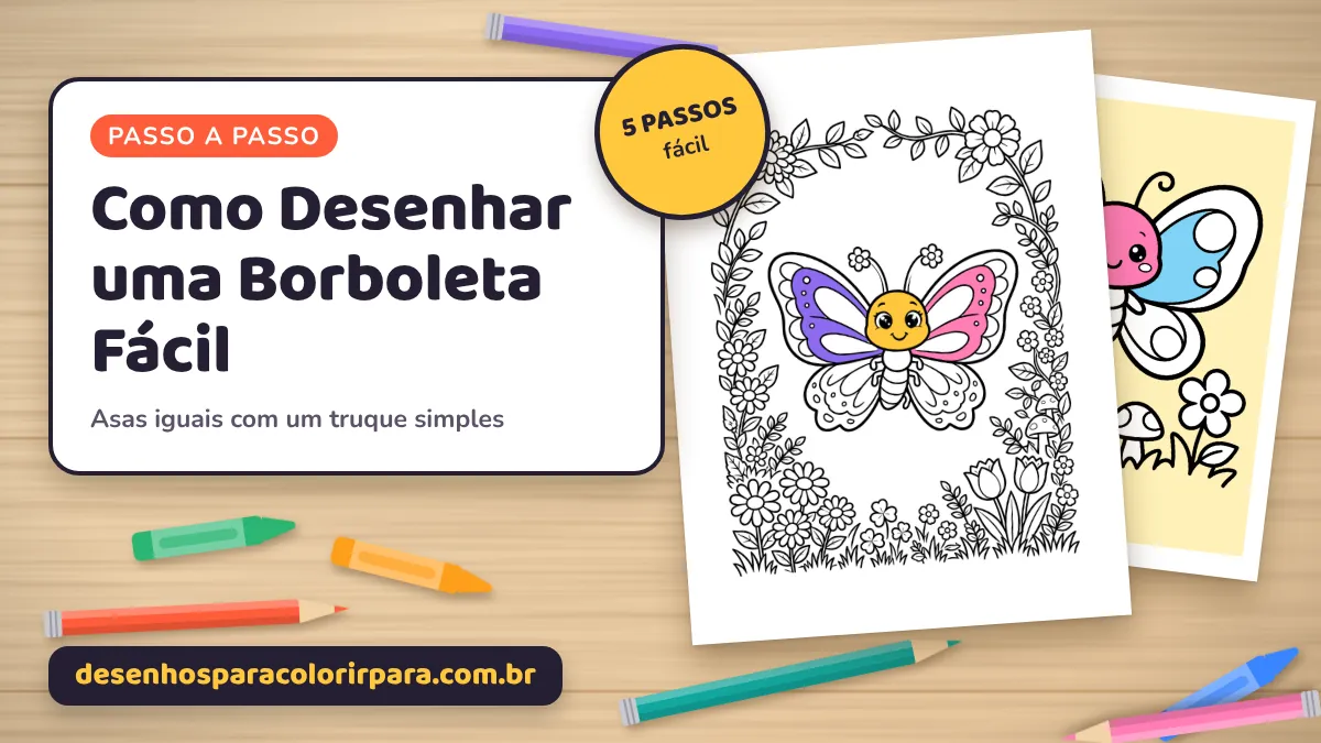 Como Desenhar uma Borboleta Fácil e Bonita (Passo a Passo)
